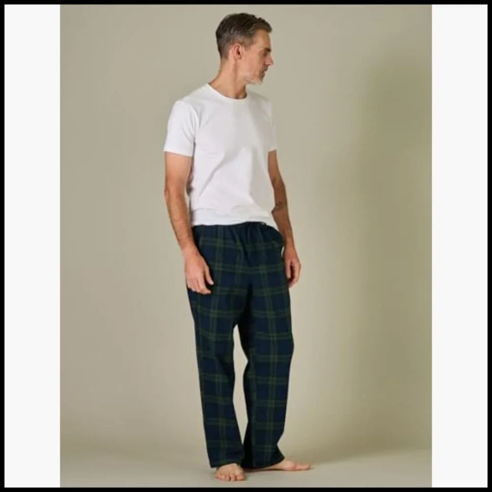 Cotton Flannel Pajama Pants with Drawstring and Pockets